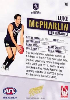 2013 Select Prime AFL #70 Luke McPharlin Back